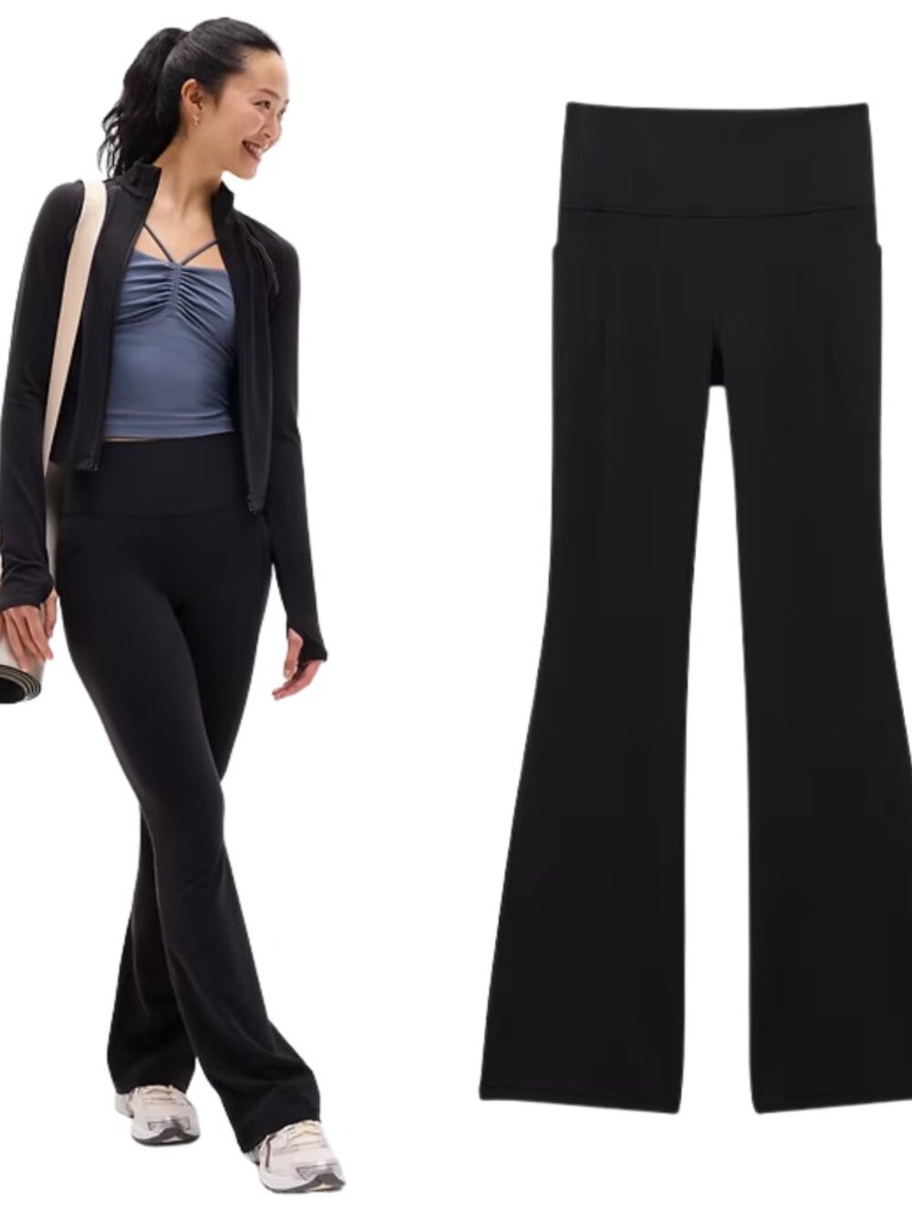 NWT Athleta Black Salutation Stash Pockets Flare Pant Yoga/Studio Legging- Small